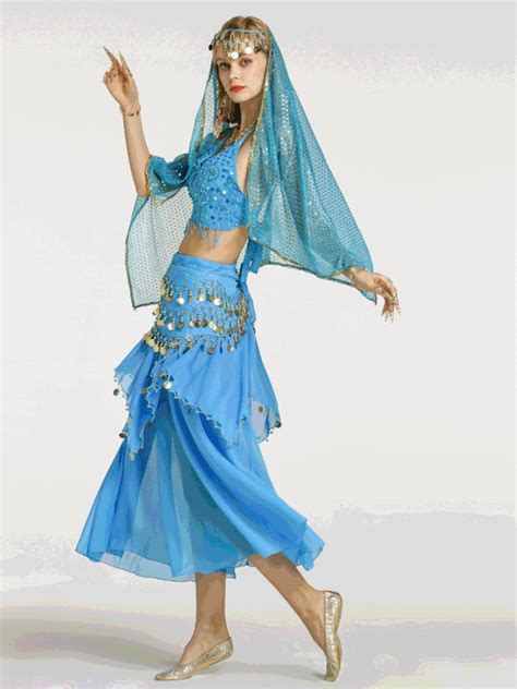 Belly Dancer In Lake Blue Showing Her Charm