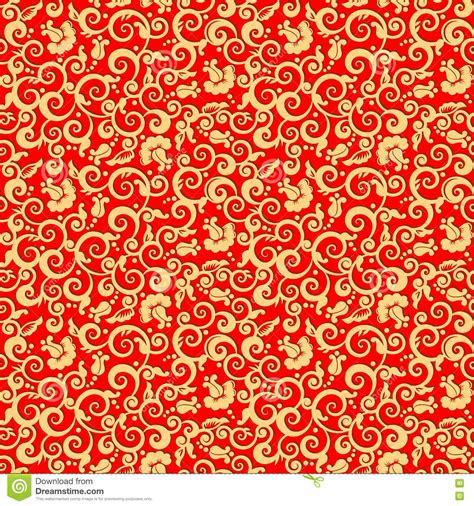 Seamless Holiday Red And Gold Pattern Background Stock Vector