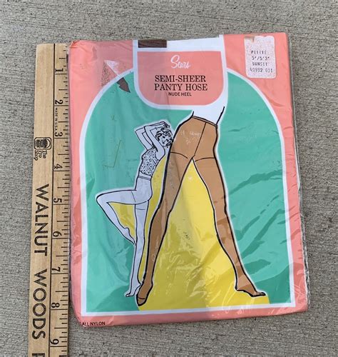 Vintage Sears Semi Sheer Panty Hose Nude Heel All Nylon Size Petite Ebay