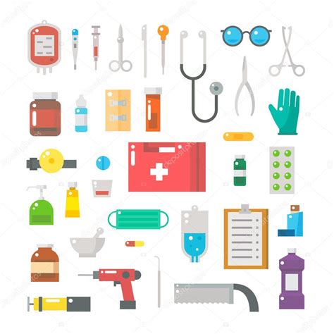 Flat Design Of Medical Equipments Set Stock Vector Image By ©narak0rn