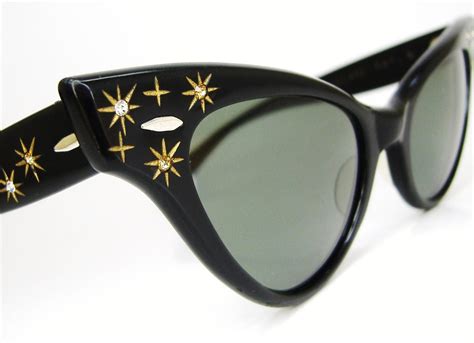 Vintage 50s Ray Ban Cat Eye Sunglasses Frames Bl With Stars