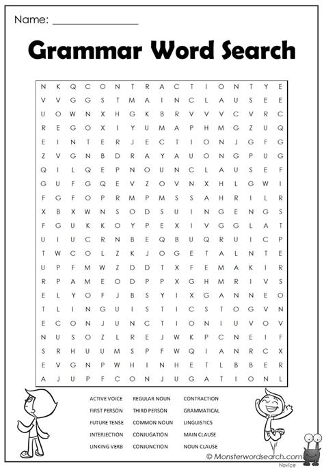 These words can be found horizontally, vertically, diagonally, backward or forwards. Grammar-Word-Search-1.jpg - Monster Word Search
