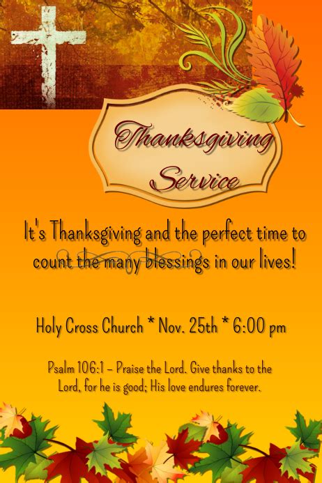 Thanksgiving Service Template Postermywall