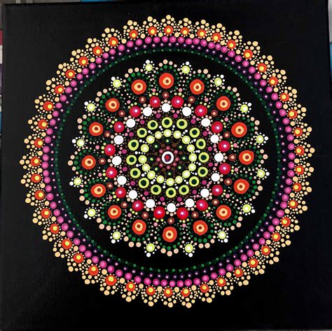 Dotted Mandala On Canvas With Acrylics Mandala Canvas Dots Art Art