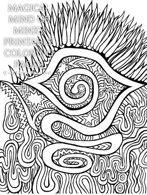 Hand Drawn Adult Coloring Page Psychedelic Magic Eye Art Etsy