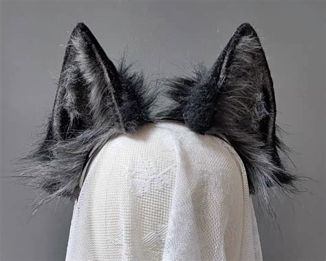 Gray Black Wolf Ear Headbandanime Earwolf Cosplay Eararitificial