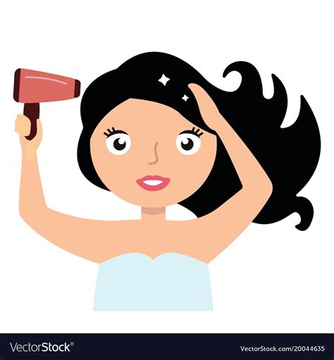 Woman Drying Her Hair With Hairdryer Royalty Free Vector