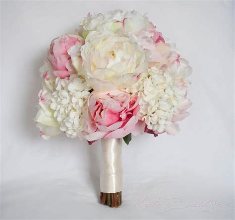 Ivory And Blush Peony And Hydrangea Wedding Bouquet Lily Bridal Bouquet