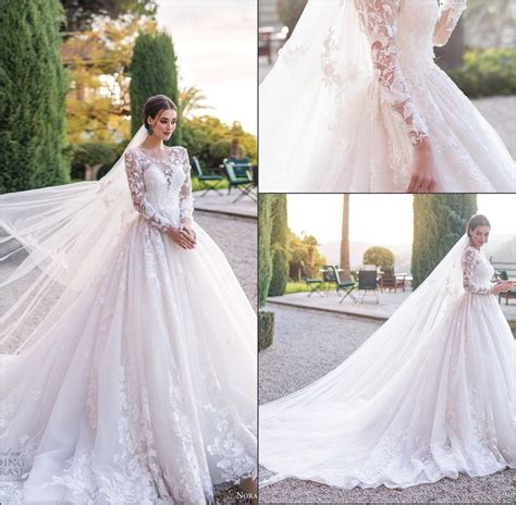 China Long Sleeves Wedding Dress Custom Made Lace Princess Bridal
