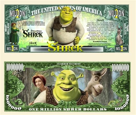 Shrek Ticket Million Dollar Us Cartoon Film Movie Ogre Parody