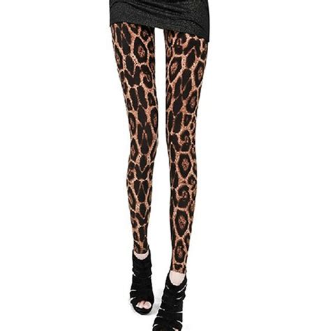 Womens Fashion Sexy Slim Fit Elastic Leopard Print Tights Pants