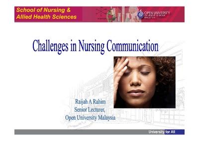 But before we go further, we want to be. Challenges in Nursing Communication - Open University ...