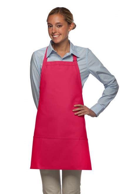 Hot Pink Three Pocket Restaurant Server Bib Apron