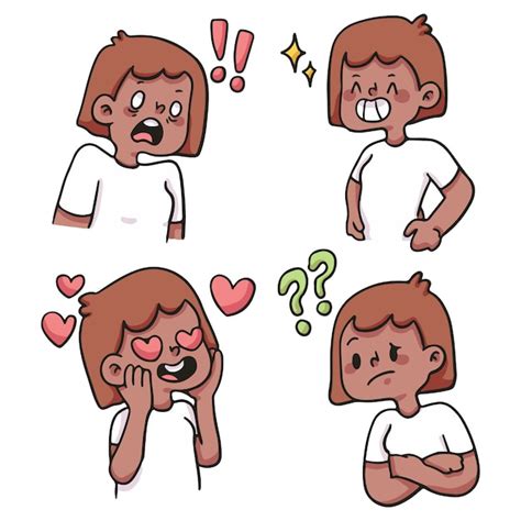 Premium Vector Set Of People Emotion Reaction Cute Cartoon