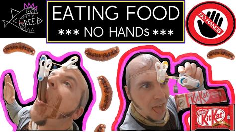 Eating Without Hands Challenge Messy Eats Fun Sketch Bigbanana Meatballs Kitkat Youtube