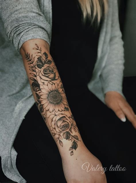 Sunflower Tattoo Girly Half Sleeve Tattoo Ideas For Females Best