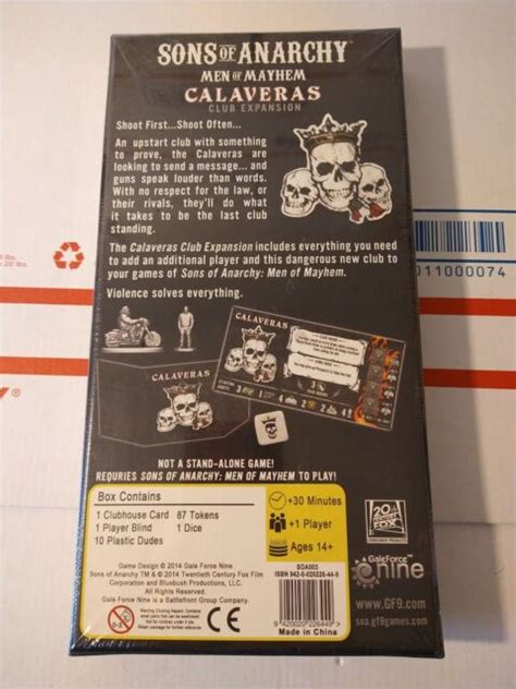 Gale Force 9 Sons Of Anarchy Board Game Calaveras Club Expansion Soa003