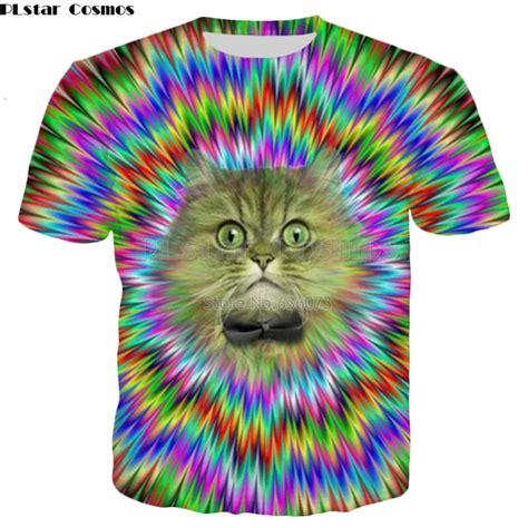 Plstar Cosmos Drop Shipping 2018 Summer New Fashion T Shirt Psychedelic Tshirt Fun Cat 3d Print