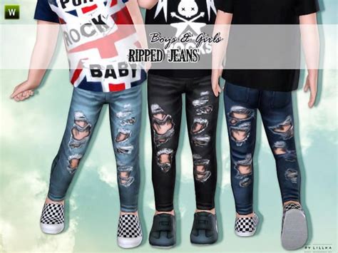 Lillkas Ripped Jeans For Toddler Sims 4 Toddler Sims 4 Cc Kids