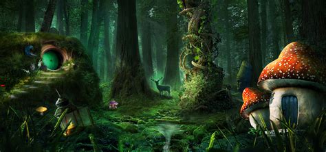 Fantasy Forest Background Forest Mushroom House Background Image For