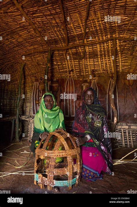 Borana Tribe Women Inside A Hut Chalbi Desert Marsabit Kenya Stock