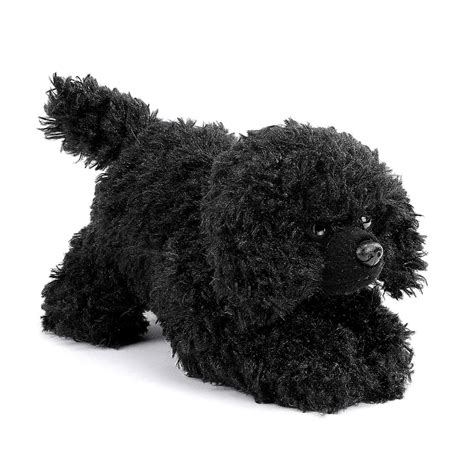 Demdaco Poodle Stuffed Dog Curly Fuzzy Black 6 Inch Plush Fabric