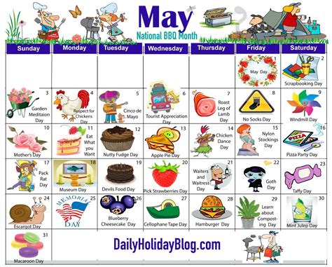 May Holiday Calendar Holiday Calendar Holidays In May Wacky Holidays
