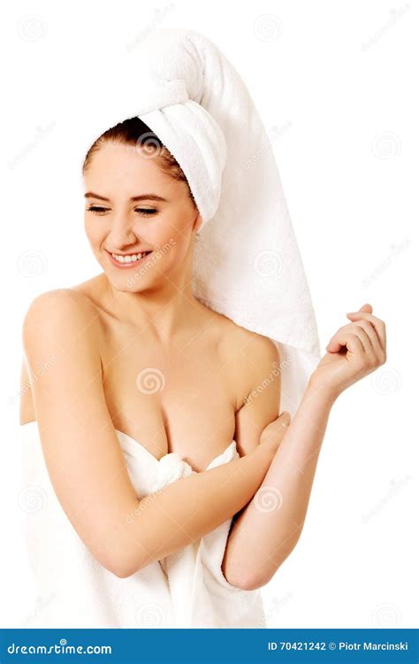 Smile Beautiful Woman Wrapped In Towel Stock Photo Image Of Portrait Pretty