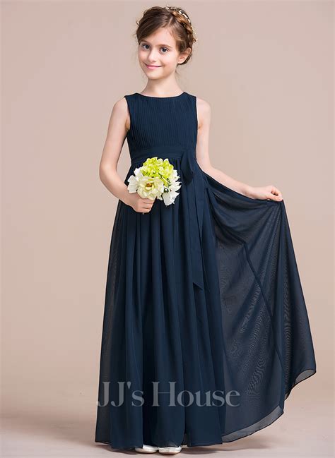 Empire Floor Length Flower Girl Dress Chiffon Sleeveless Scoop Neck