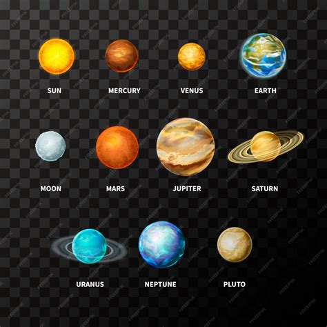 Premium Vector Set Of Bright Realistic Planets On Solar System Like