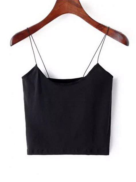 34 Off 2021 Plain Cropped Spaghetti Strap Tank Top In Black Zaful