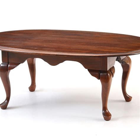 Solid Cherry Wood Queen Anne Style Oval Coffee Table Ebth