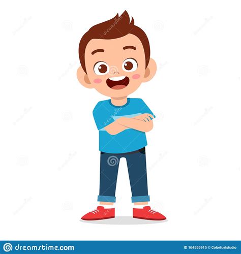 Happy Cute Smile Kid Boy Crossed Arms Stock Illustration Illustration