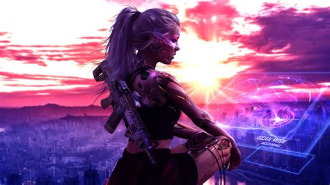Cyberpunk Girl With Gun 4k Artwork Hd Artist 4k Wallpapers Images