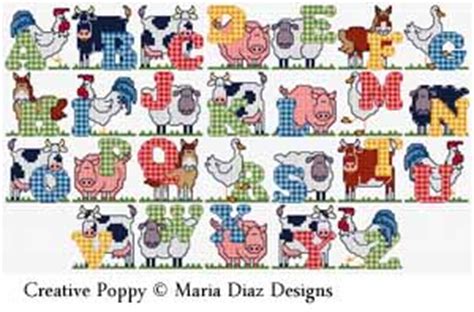 Majestic tigers, horses, dogs, fish farm animals, and just about everything else can be found in our animals category. Maria Diaz - Farm Yard ABC (cross stitch pattern chart)