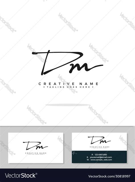 D M Dm Initial Logo Signature Handwriting Vector Image