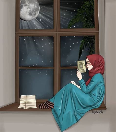 Hijabers Fanart 3~ Çizimler Kitap Okuyan Kızlar Islami Sanat