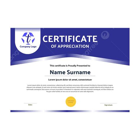 Certificate Of Appreciation Template Vector Template Download On Pngtree