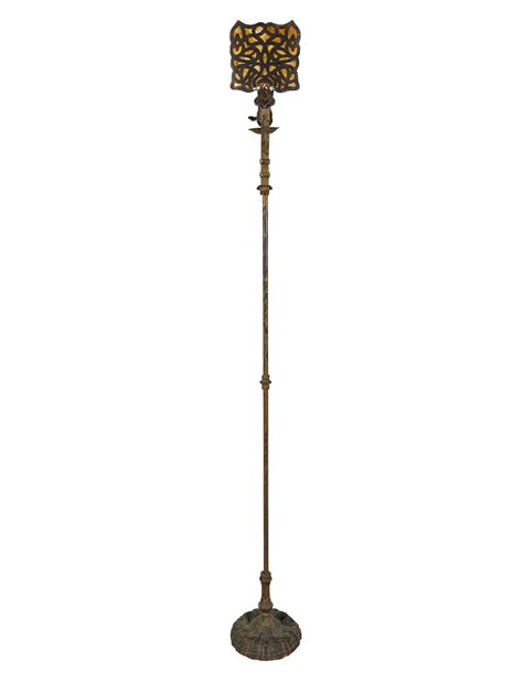 Lot Wrought Iron And Mica Floor Lamp
