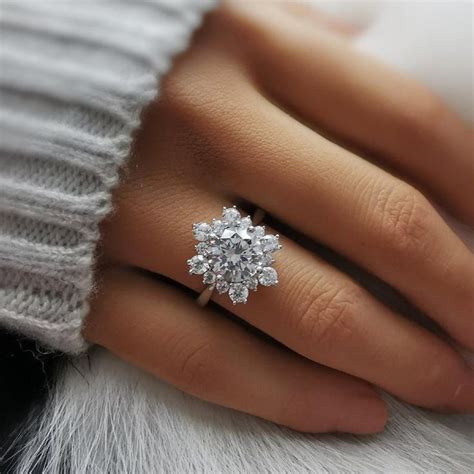 Snowflake Ring Engagement Ring Gold Ring Bridal Ring Bridal Gift