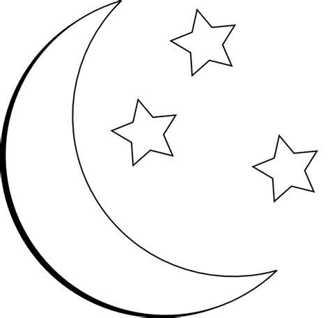 Moon And Stars Outline Clip Art At Vector Clip Art Online