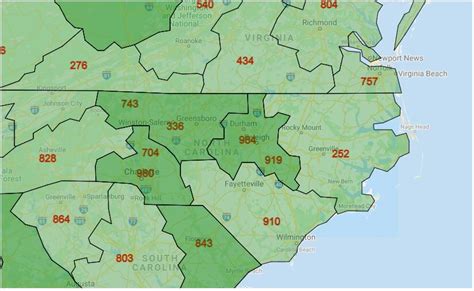 North Carolina Area Codes All City Codes