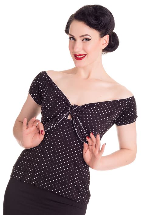 Hell Bunny Cilla Black And White Polka Dot Top Rockabilly Outfits Rockabilly Fashion