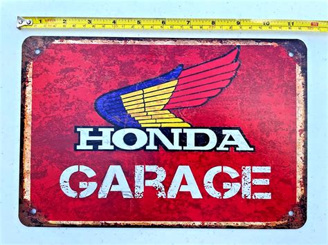 Honda Garage Tin Sign Honda Logo Retro Vintage Wings Metal Art Office