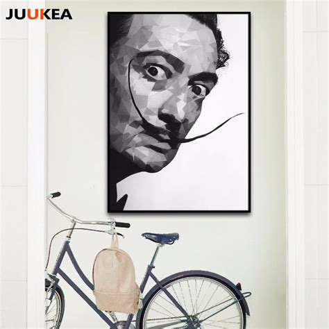 Poster Painting Print On Canvas Salvador Dali Black White Creative