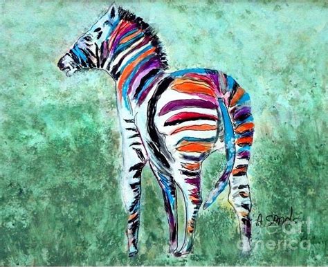 Colorful Zebra Painting By Anne Sands
