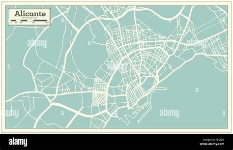 Alicante Spain City Map In Retro Style Outline Map Vector