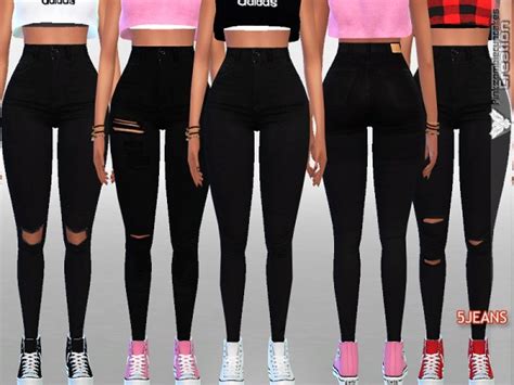 The Sims Resource High Rise Black Denim By