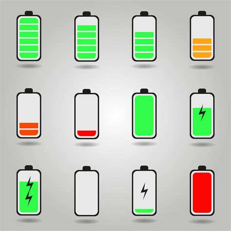 Flat Phone Battery Charge Status Symbols Set 1993362 Vector Art At Vecteezy