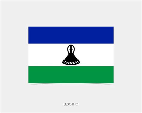 Premium Vector Lesotho Rectangle Flag Icon With Shadow